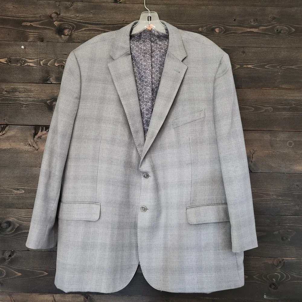Joseph Abboud Heritage Mens 50R Windowpane Super 120s Wool Blazer Sport Coat